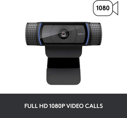 Logitech C920x HD Pro Webcam, Full HD 1080p/30fps Video, Clear Audio, HD Light Correction, PC Camera Webcam, Works with Skype, Zoom, Facetime, PC, Laptop, Mac, Tablet - Black