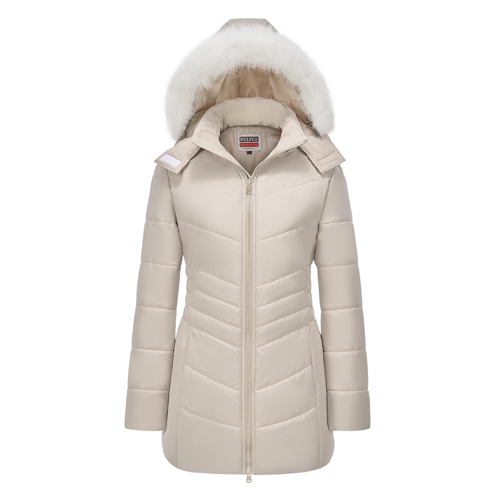 WULFUL Women's Winter Coats Long Warm Thicken Puffer Jackets Outwear With Removable Fur Hood