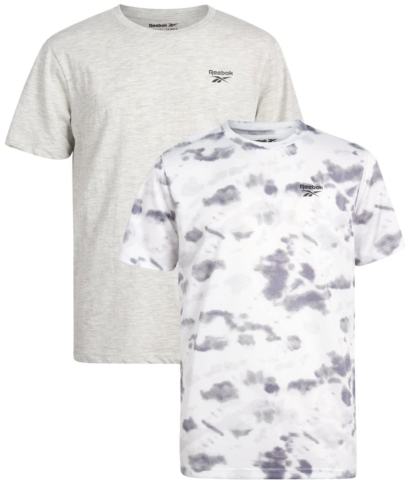 Reebok Boys' Athletic T-Shirt - 2 Pack Short Sleeve Crew Neck Active Performance Logo Graphic Tees for Boys (Sizes: 8-20)