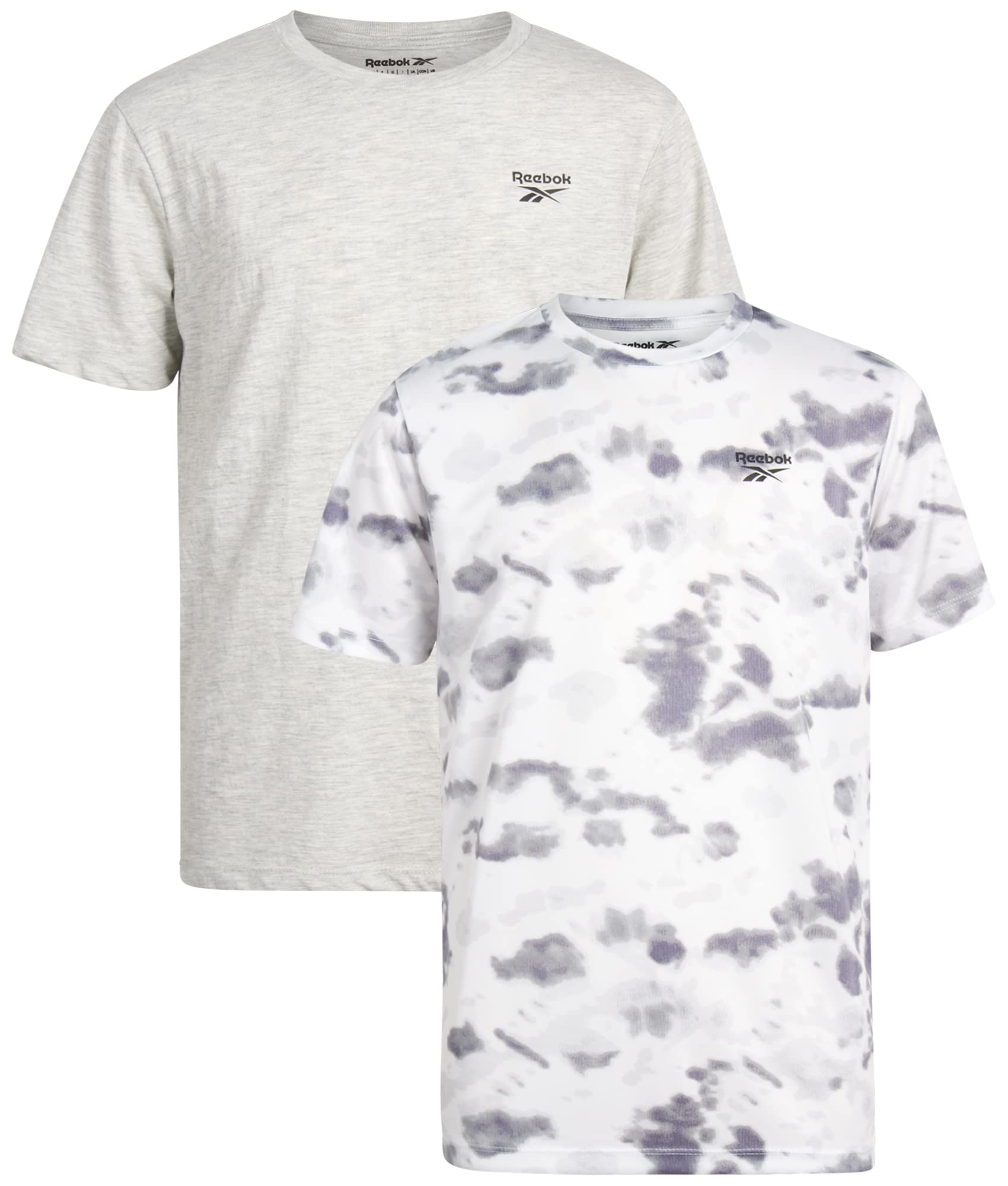 Reebok Boys' Athletic T-Shirt - 2 Pack Short Sleeve Crew Neck Active Performance Logo Graphic Tees for Boys (Sizes: 8-20)