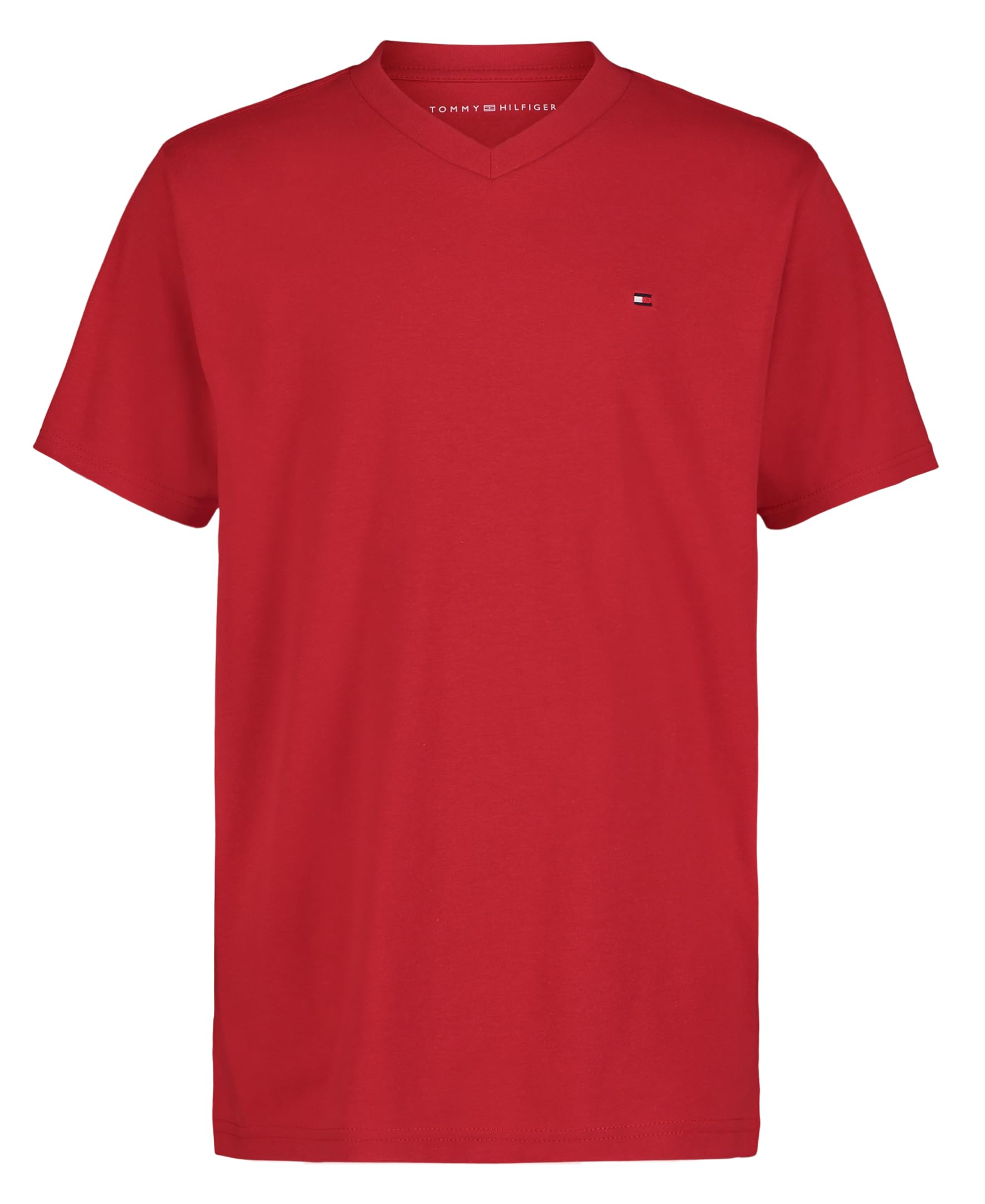 Tommy Hilfiger Boys' Short Sleeve Solid V-Neck T-Shirt, Soft, Comfortable, Relaxed Fit