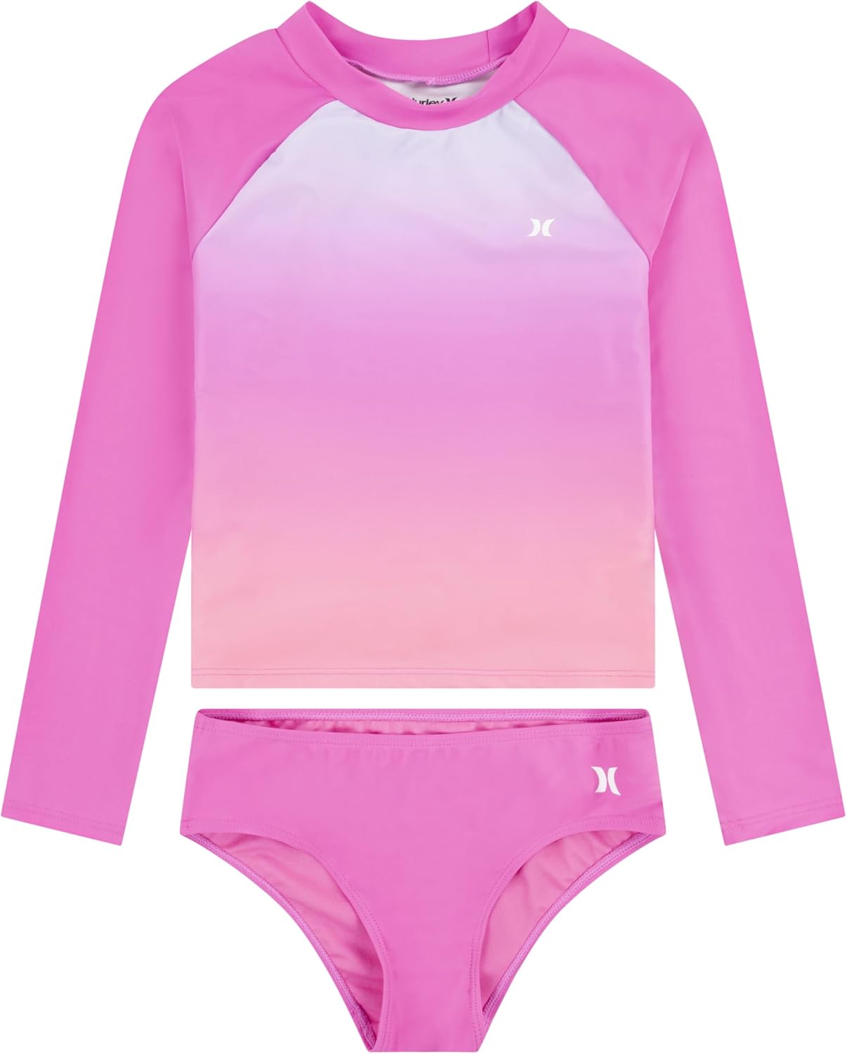 Hurley Girls Long Sleeve Rash Guard 2-Piece Swimsuit