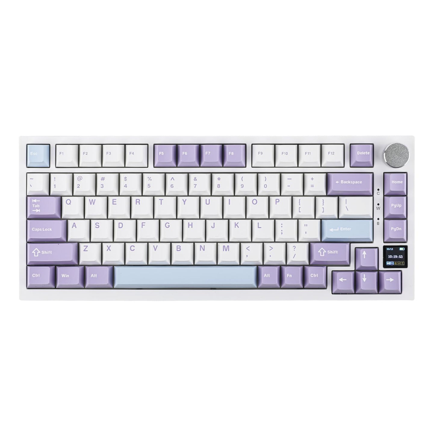 EPOMAKER Ajazz AK820 Pro 75% Wireless Mechanical Keyboard with TFT Smart Display&Knob, Gasket-Mounted Gaming Keyboard, Bluetooth/2.4GHz/USB-C Wired (Purple, Flying Fish Switch)