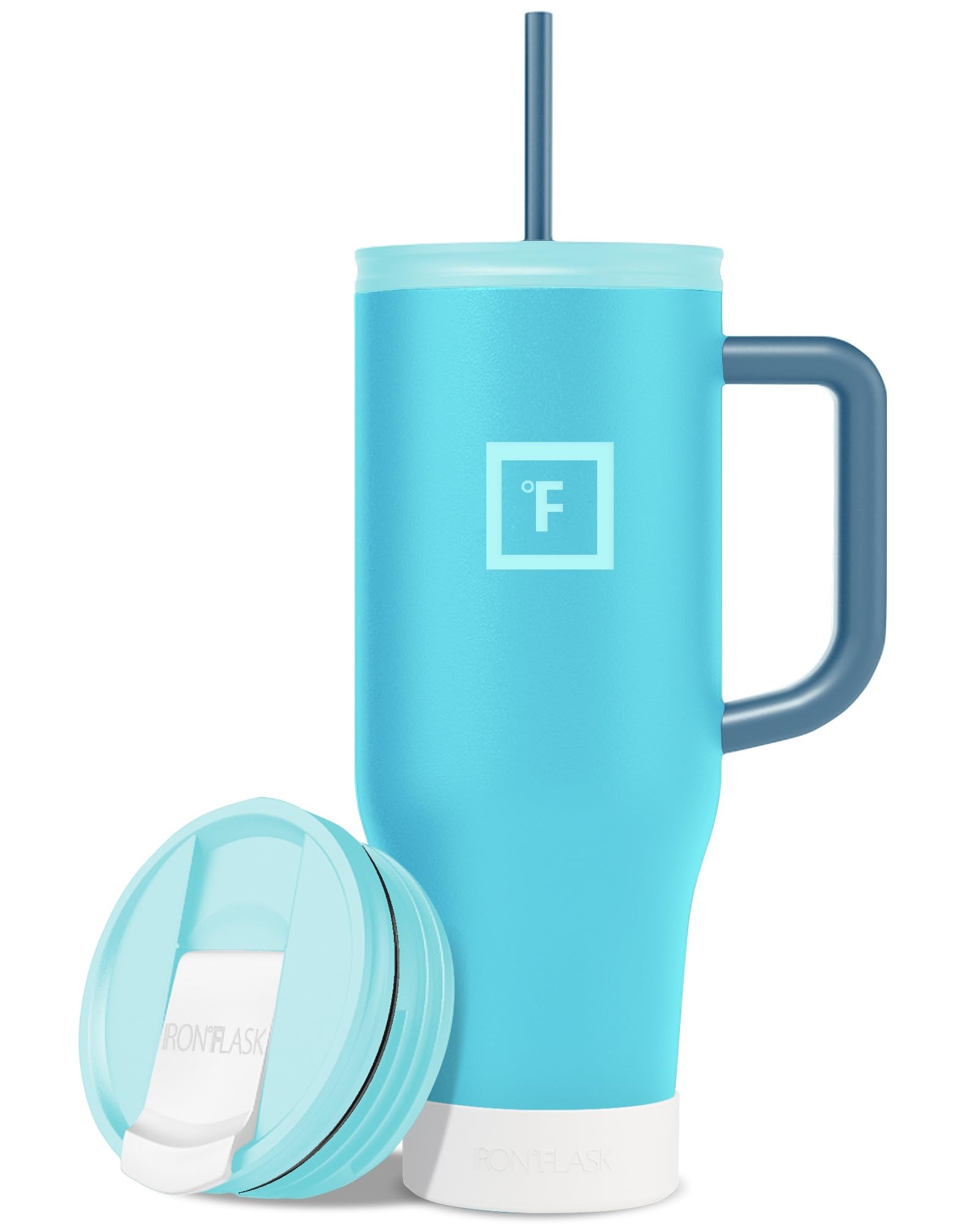 IRON °FLASK Co-Pilot Insulated Mug w/Straw & Flip Cap Lids - Cup Holder Bottle for Hot, Cold Drink - Leak-Proof - Water, Coffee Portable Travel Mug - Aurora, 40 Oz