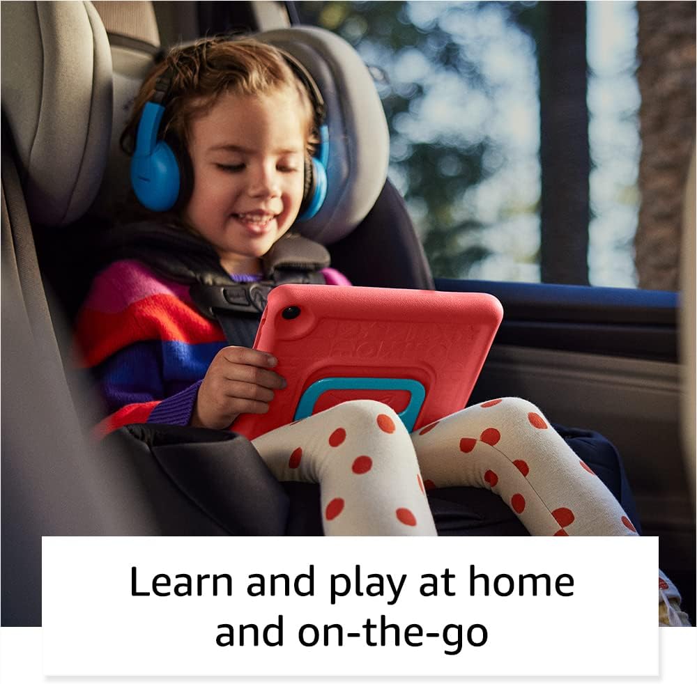 Amazon Fire 7 Kids tablet (newest model) ages 3-7. Top-selling 7" kids tablet on Amazon. Includes 6 months of ad-free and exclusive content, easy parental controls, 10-hr battery, 16 GB, Red