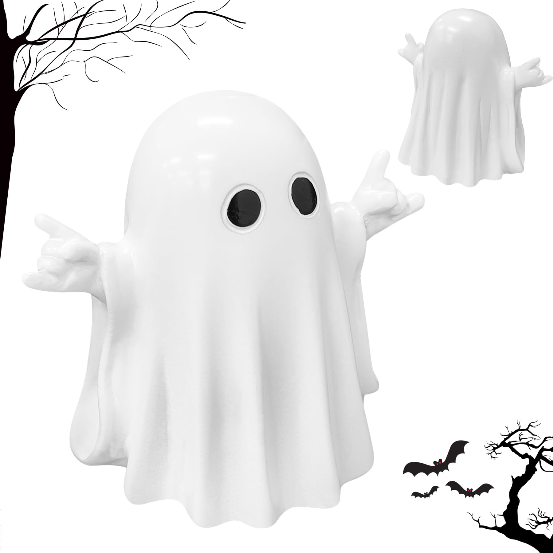 Halloween Ghost Figurine-Spooky & Cute Ghost Statue for Home, Desk, Party Decor | FunnyGhost Halloween Decor Indoor