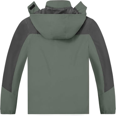 TEZO Mens Rain Jacket Waterproof with Hooded Hiking Coat Lightweight Windbreaker