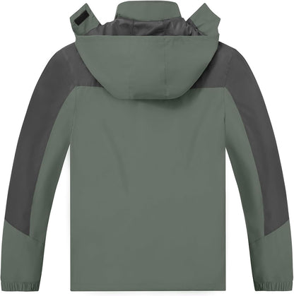 TEZO Mens Rain Jacket Waterproof with Hooded Hiking Coat Lightweight Windbreaker
