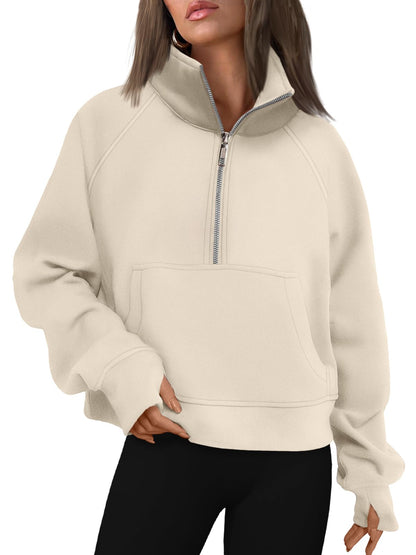 AUTOMET Womens Sweatshirts Half Zip Cropped Pullover Fleece Quarter Zipper Hoodies 2025 Fall Fashion Outfits Clothes