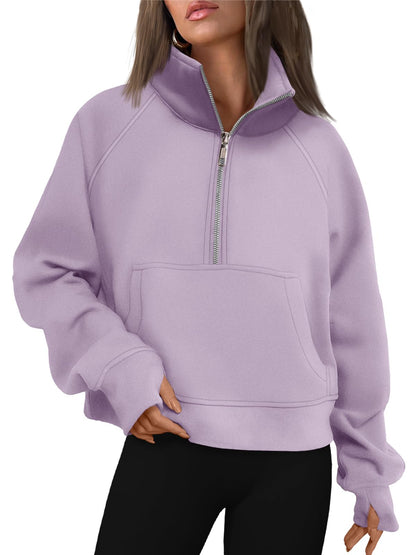 AUTOMET Womens Sweatshirts Half Zip Cropped Pullover Fleece Quarter Zipper Hoodies 2025 Fall Fashion Outfits Clothes
