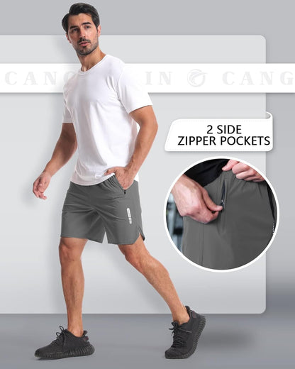 CANGHPGIN 2 Pack Mens Workout Athletic Shorts 7 inch Inseam Quick Dry Hiking Shorts Men Lightweight Sports Gym Shorts Running