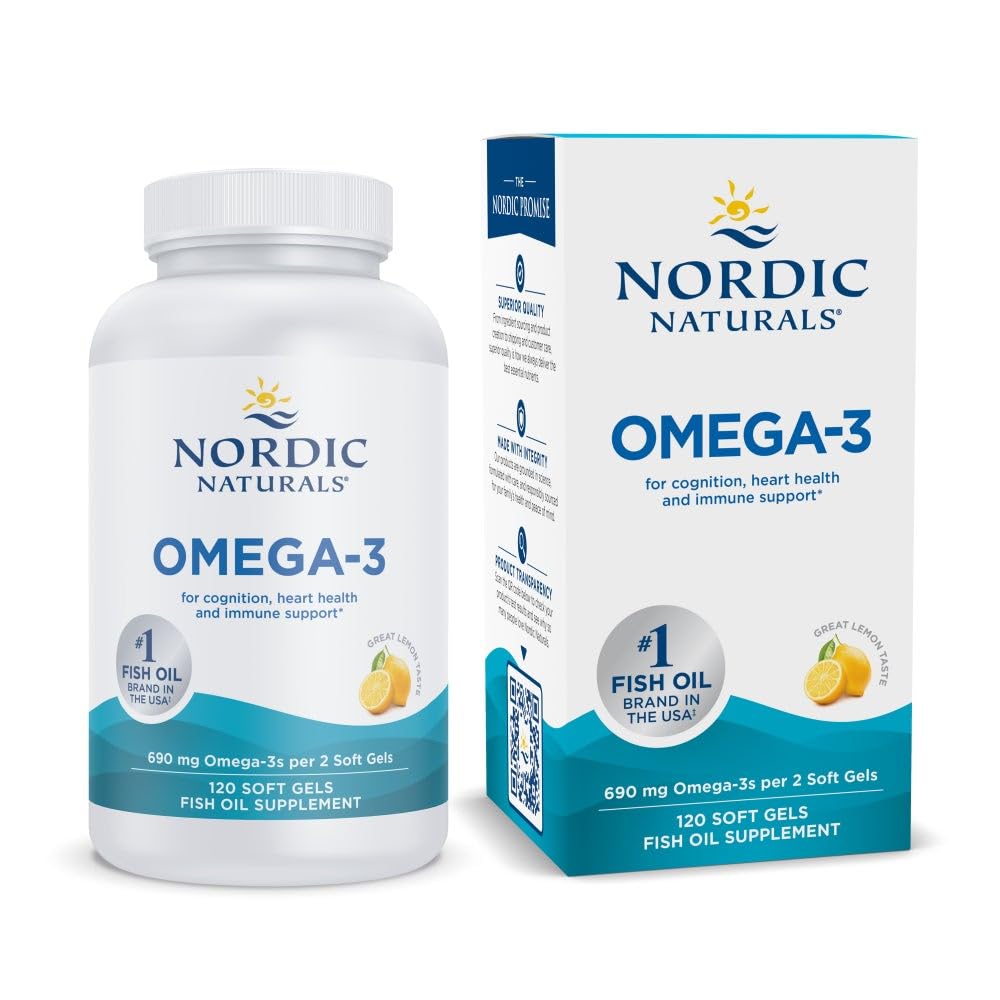 Nordic Naturals Omega-3, Lemon Flavor - 90 Soft Gels - 690 mg Omega-3 - Fish Oil - EPA & DHA - Immune Support, Brain & Heart Health, Optimal Wellness - Non-GMO - 45 Servings