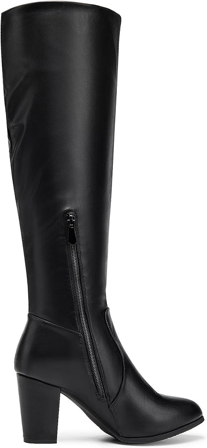 DREAM PAIRS Women's Chunky Heel Knee High Boots
