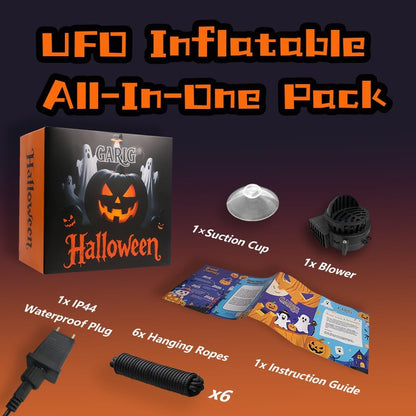 GARIG 5FT Halloween Inflatables Outdoor Decorations Aliens and UFO Build-in LEDs Lights Blow Up Yard Decorations for Garden Lawn Window Indoor Party Holiday Decor