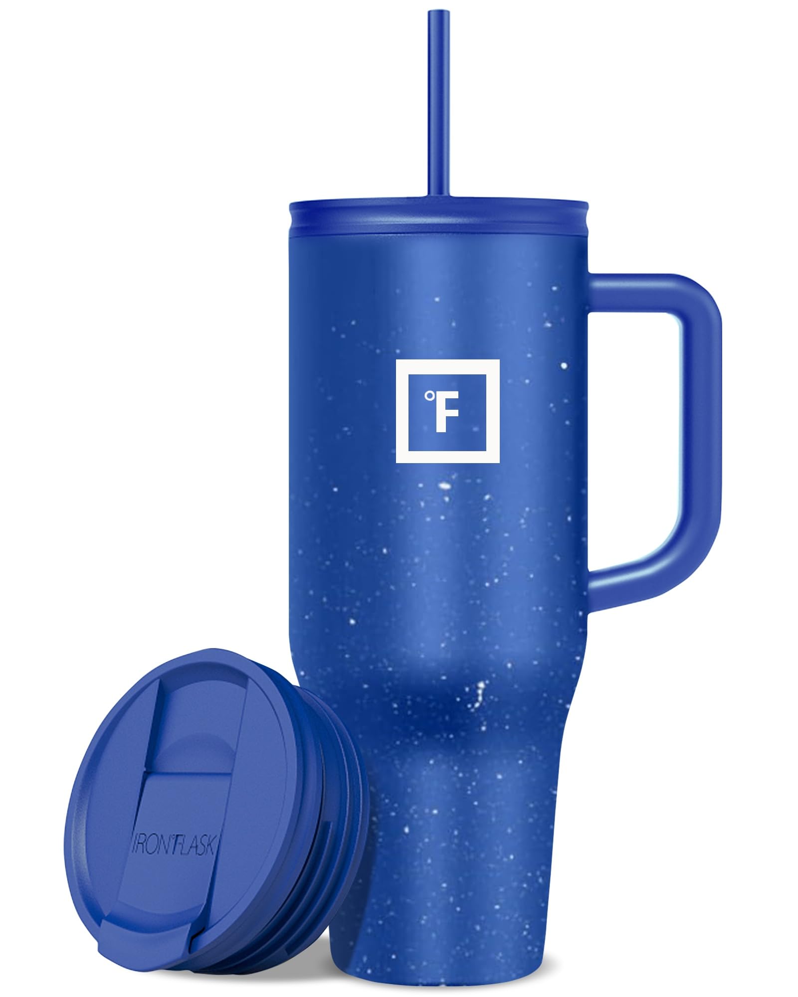 IRON °FLASK Co-Pilot Insulated Mug w/Straw & Flip Cap Lids - Cup Holder Bottle for Hot, Cold Drink - Leak-Proof - Water, Coffee Portable Travel Mug - Aurora, 40 Oz