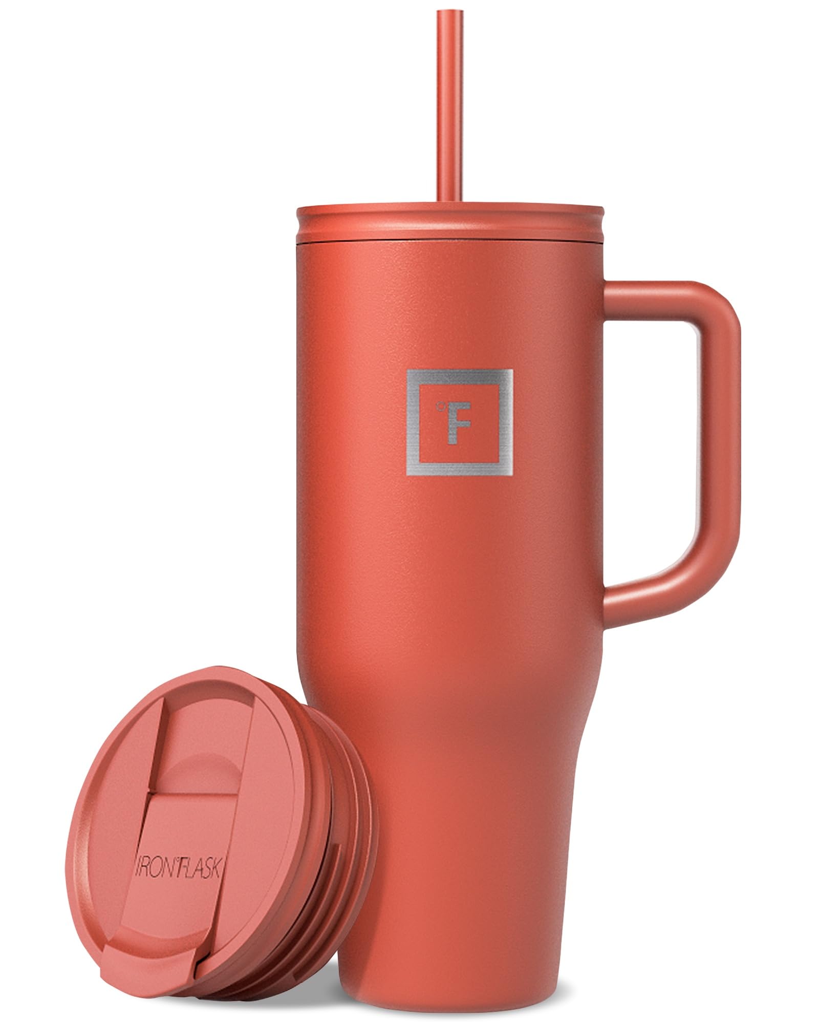 IRON °FLASK Co-Pilot Insulated Mug w/Straw & Flip Cap Lids - Cup Holder Bottle for Hot, Cold Drink - Leak-Proof - Water, Coffee Portable Travel Mug - Aurora, 40 Oz