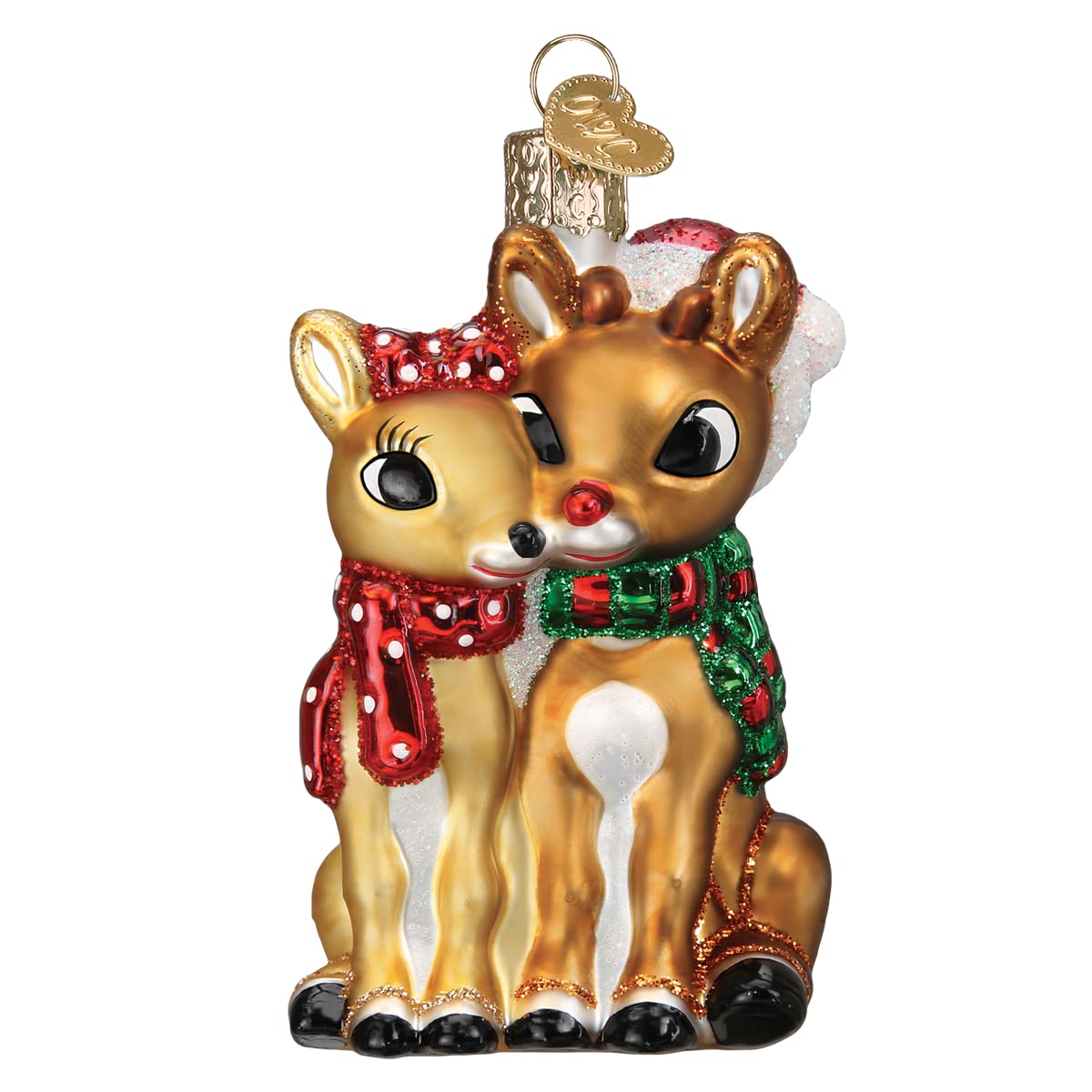 Old World Christmas Bumble (Rudolph The Red-Nosed Reindeer) Glass Blown Ornament for Christmas Tree, Handcrafted Holiday Decoration, Rudolph Collection