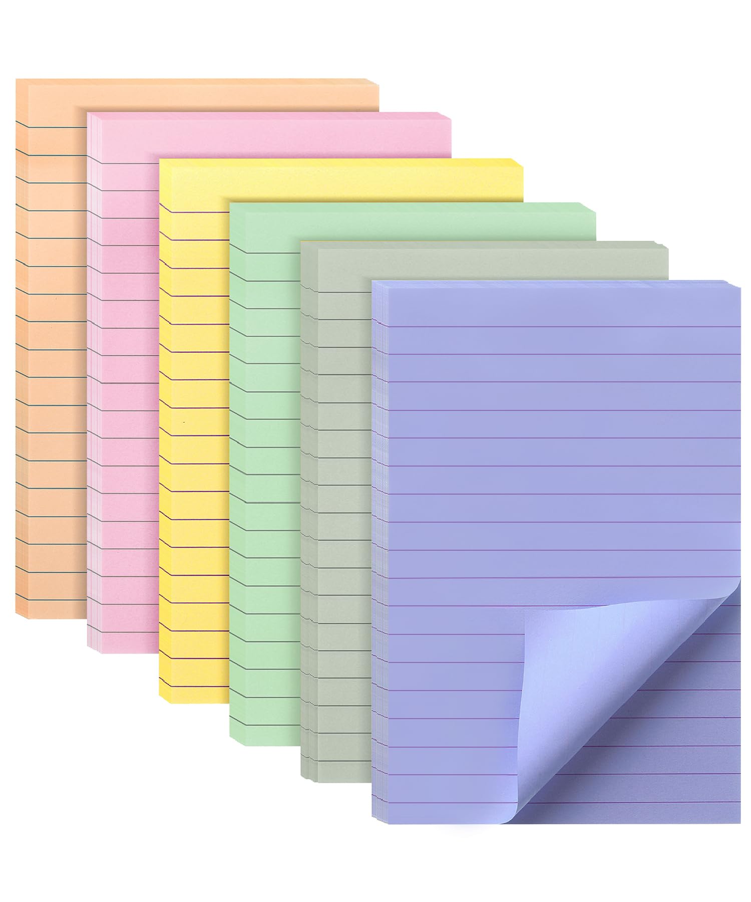 Mr. Pen- Lined Sticky Notes 3x3, 6 Pads, 45 Sheet/Pads, Pastel Colors, Sticky Notes with Lines