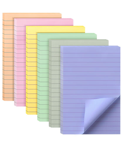 Mr. Pen- Lined Sticky Notes 3x3, 6 Pads, 45 Sheet/Pads, Pastel Colors, Sticky Notes with Lines