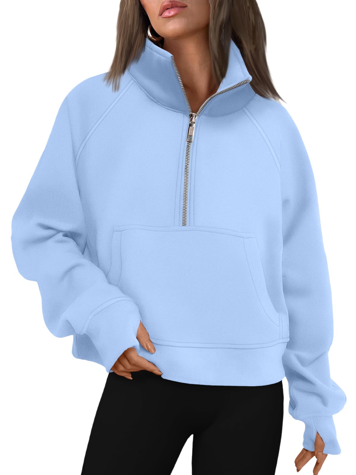 AUTOMET Womens Sweatshirts Half Zip Cropped Pullover Fleece Quarter Zipper Hoodies 2025 Fall Fashion Outfits Clothes