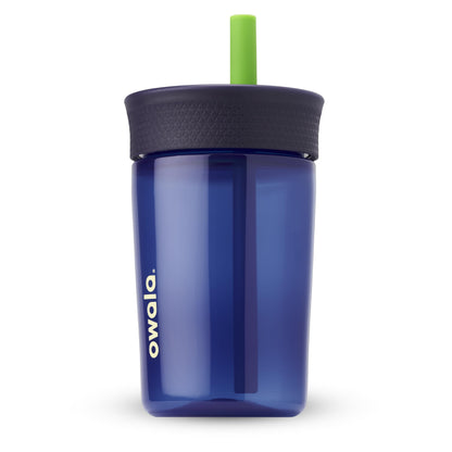 Owala Kids BPA-Free Plastic Tumbler with Spill Resistant Flexible Straw, Easy to Clean, Kids Water Bottle, Great for Travel, Dishwasher Safe, 15 Oz, Orange and Peach (Watermelon)