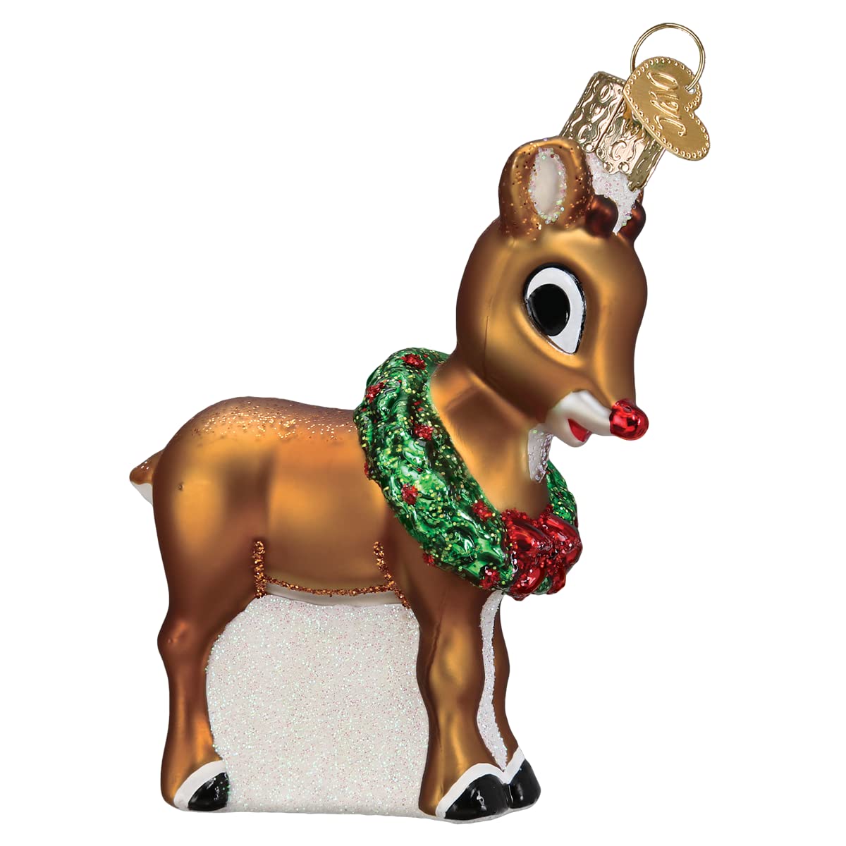 Old World Christmas Bumble (Rudolph The Red-Nosed Reindeer) Glass Blown Ornament for Christmas Tree, Handcrafted Holiday Decoration, Rudolph Collection
