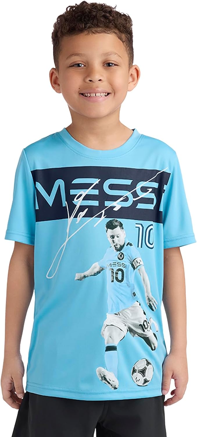 Boys' Lifestyle Short Sleeve Top, Loose-fit Shirt with Logo, Comfortable