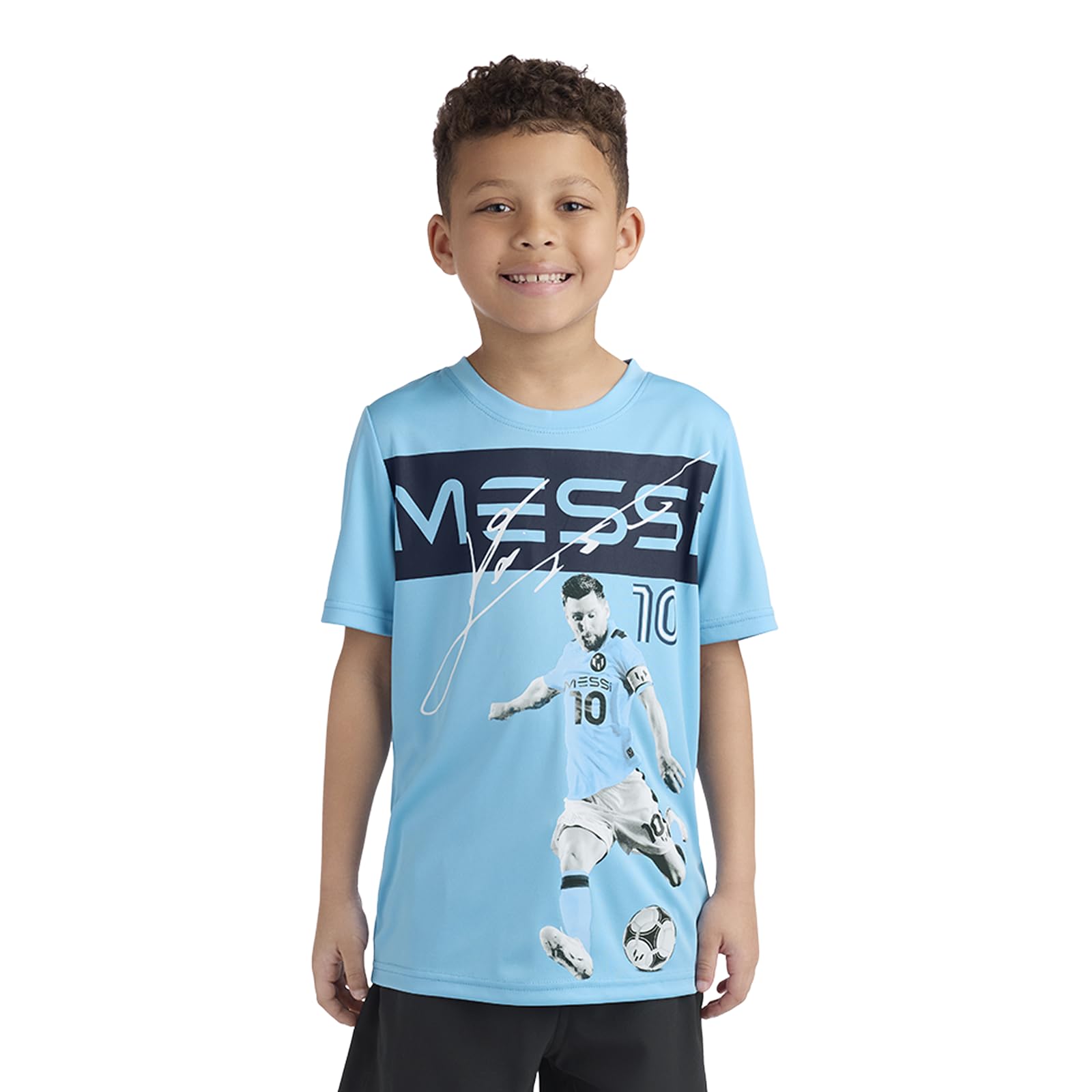 Boys' Lifestyle Short Sleeve Top, Loose-fit Shirt with Logo, Comfortable