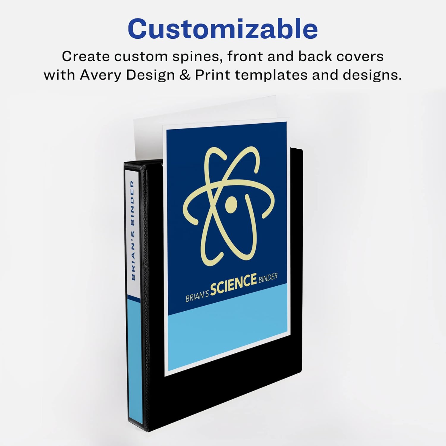 Avery Heavy-Duty View 3 Ring Binder, 1" One Touch Slant Rings, Holds 8.5" x 11" Paper, 1 Black Binder (05300)