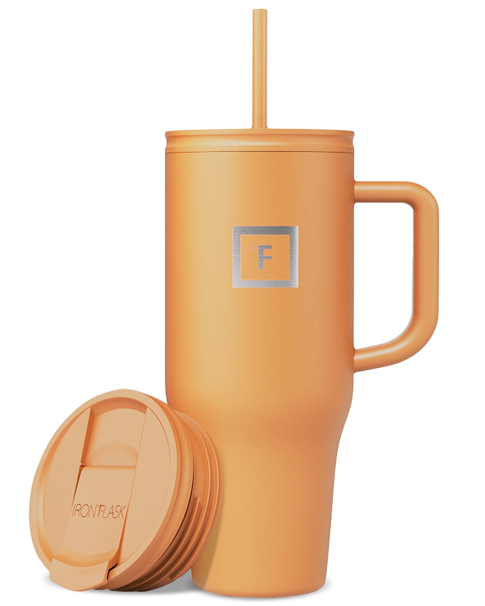 IRON °FLASK Co-Pilot Insulated Mug w/Straw & Flip Cap Lids - Cup Holder Bottle for Hot, Cold Drink - Leak-Proof - Water, Coffee Portable Travel Mug - Aurora, 40 Oz