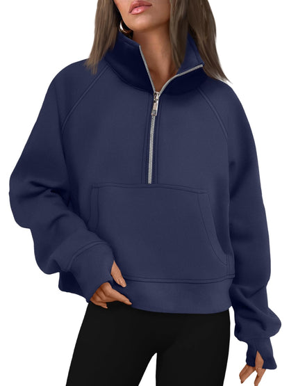 AUTOMET Womens Sweatshirts Half Zip Cropped Pullover Fleece Quarter Zipper Hoodies 2025 Fall Fashion Outfits Clothes