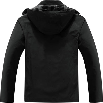 OTU Men's Lightweight Waterproof Hooded Rain Jacket Outdoor Raincoat Shell Jacket for Hiking Travel