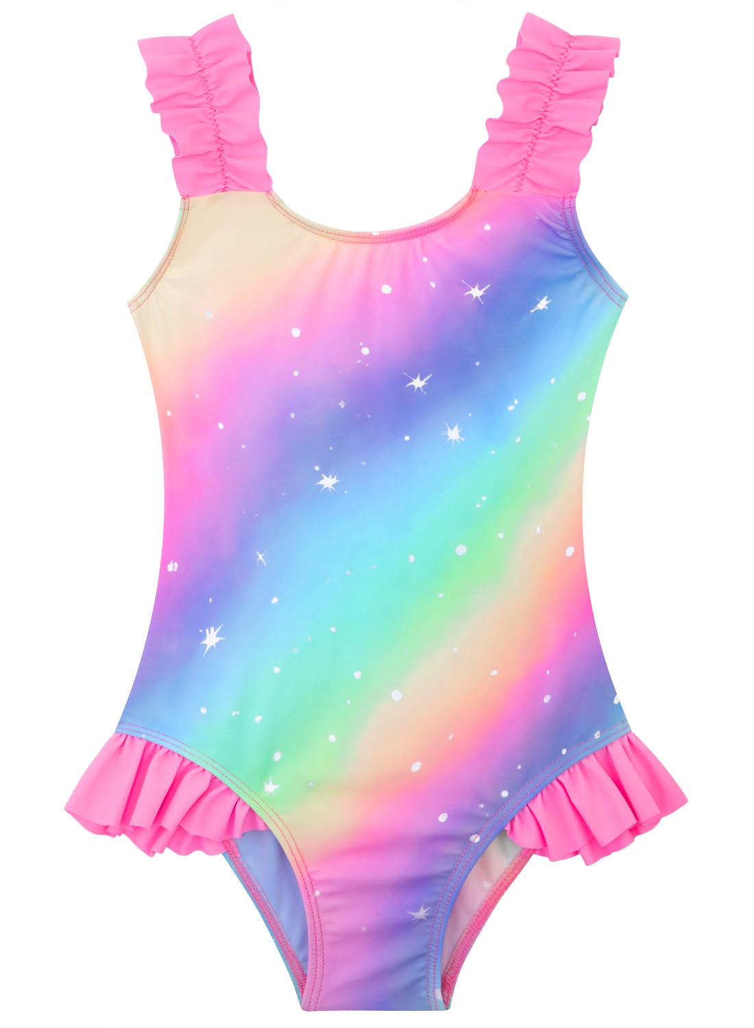 XiaoMoSha Girls One Piece Swimsuit Ruffled Straps Bathing Suits Summer Swim Suit Quick Dry Beach Swimwear for Kids 3-10 Years