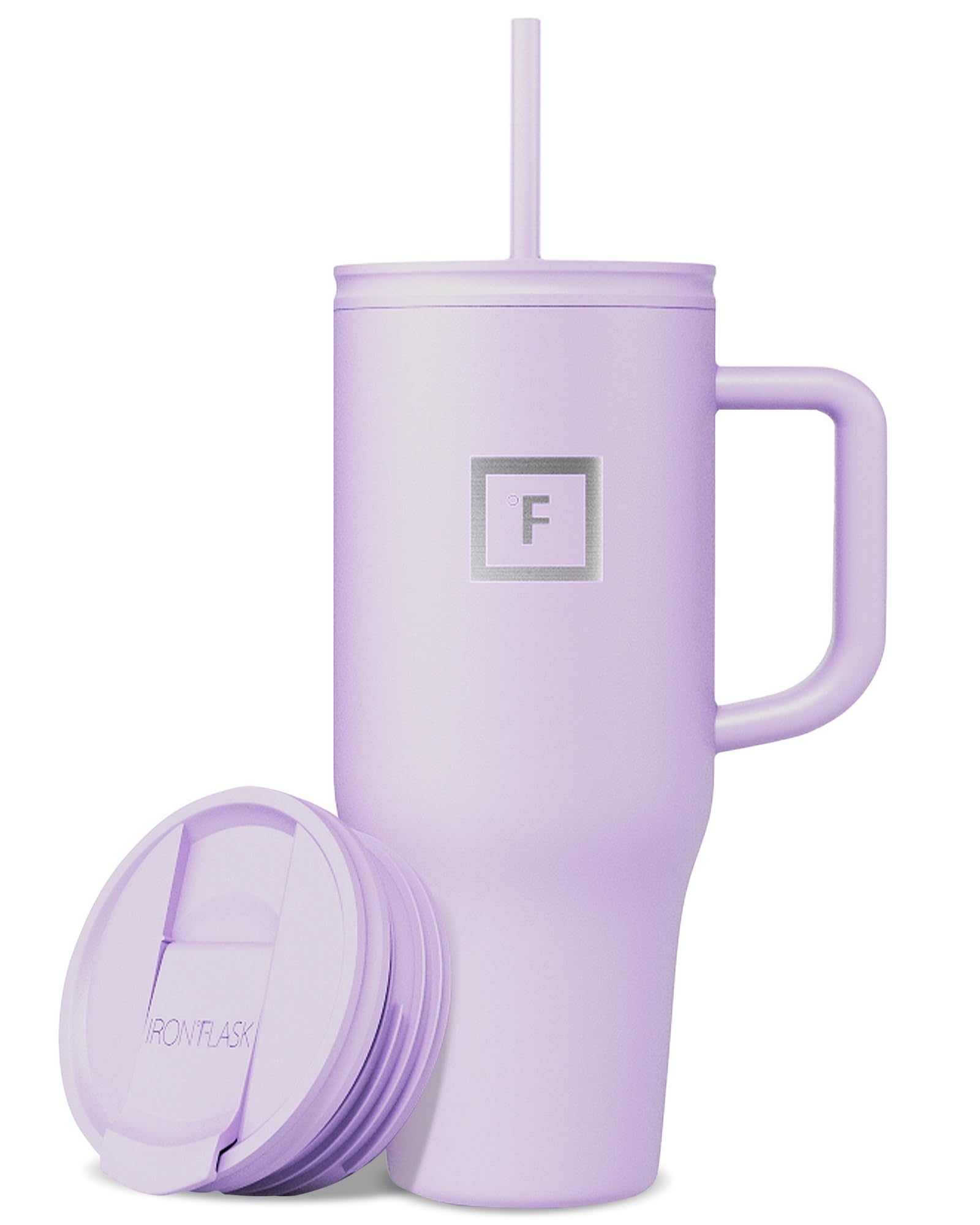 IRON °FLASK Co-Pilot Insulated Mug w/Straw & Flip Cap Lids - Cup Holder Bottle for Hot, Cold Drink - Leak-Proof - Water, Coffee Portable Travel Mug - Aurora, 40 Oz