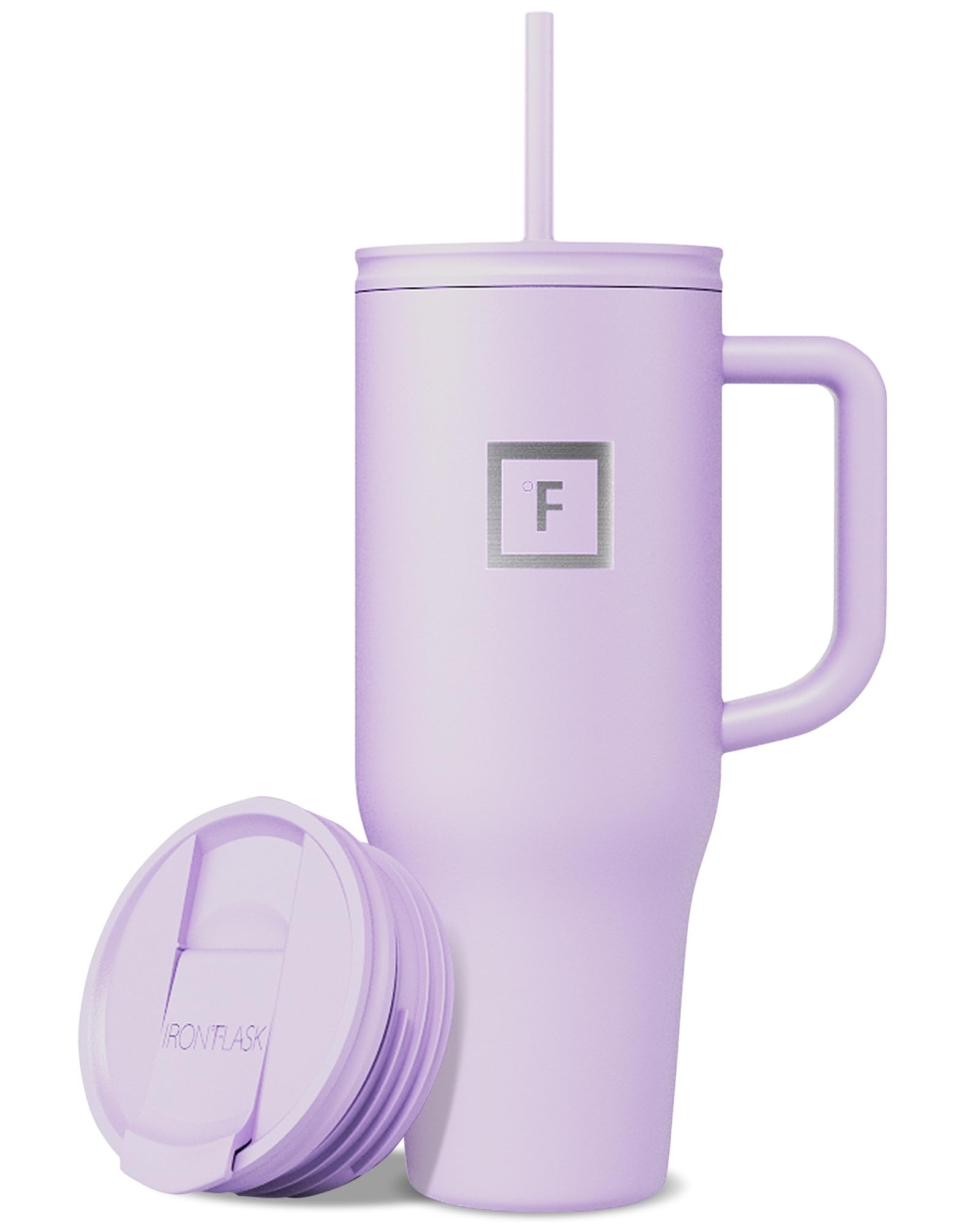 IRON °FLASK Co-Pilot Insulated Mug w/Straw & Flip Cap Lids - Cup Holder Bottle for Hot, Cold Drink - Leak-Proof - Water, Coffee Portable Travel Mug - Aurora, 40 Oz