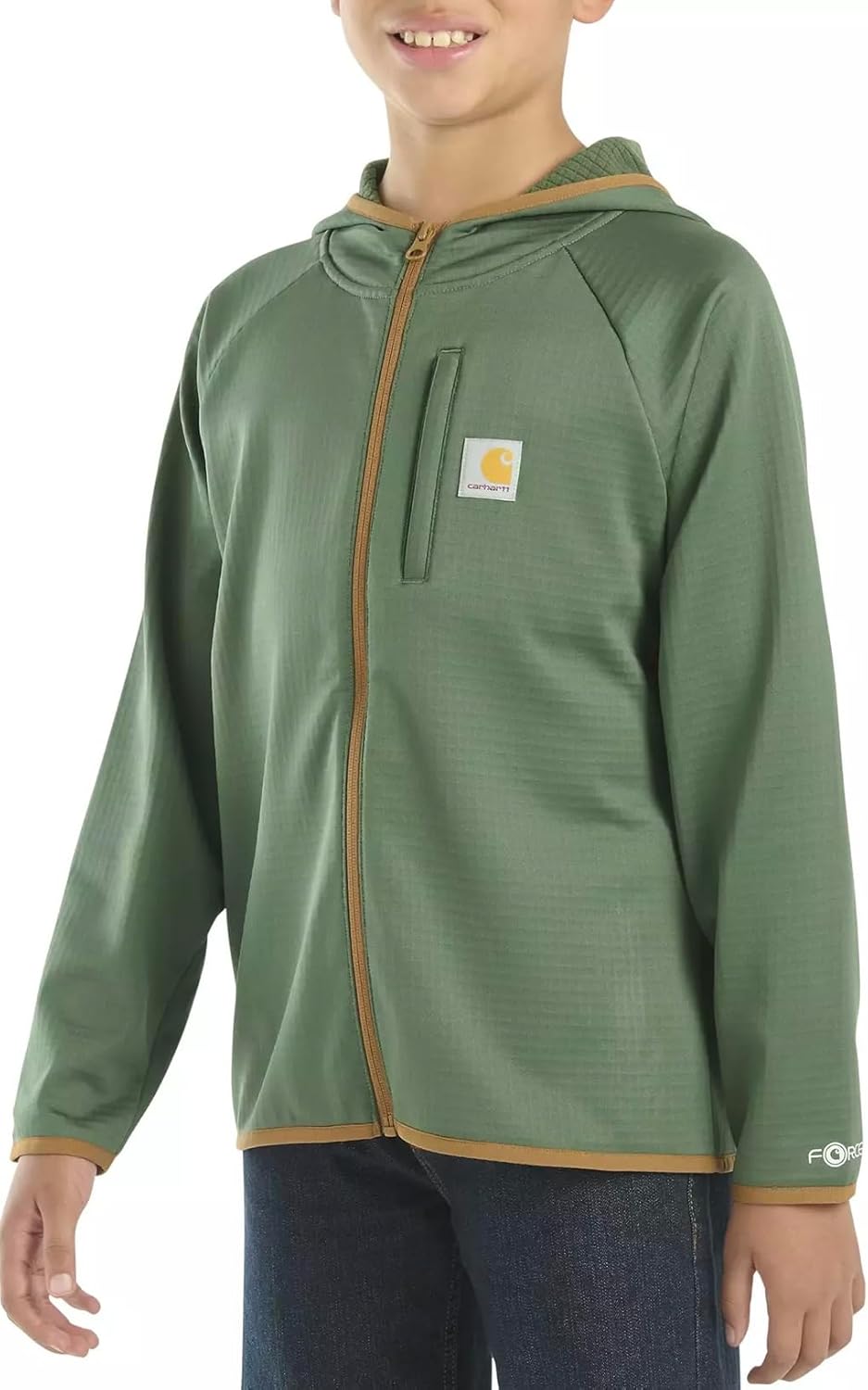Carhartt Kid's CA8586 Force® Long-Sleeve Full Zip Sweatshirt - Youth Big Boys Large (14/16), Cilantro Green