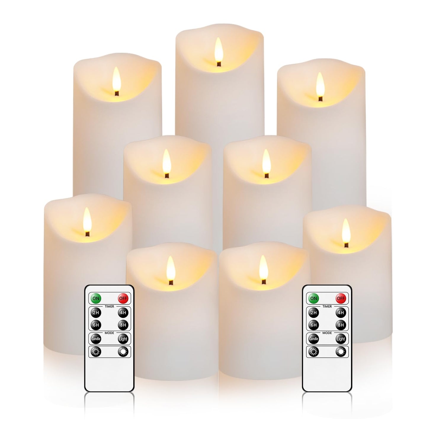 Flameless Candles with Remote, Battery Operated Flickering Flameless Candles, LED Candles with Timer 2/4/6/8H, with Realistic LED Candles Set of 9 (D3 x H 3" 4" 5" 6" 7") (Black)