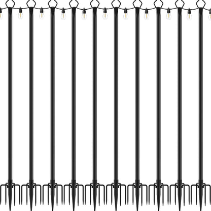 2 Pack String Light Poles,10 Ft Light Poles for Outside String Lights,Outdoor Lights Pole with Fork,Metal Poles Stand for Patio Deck Backyard