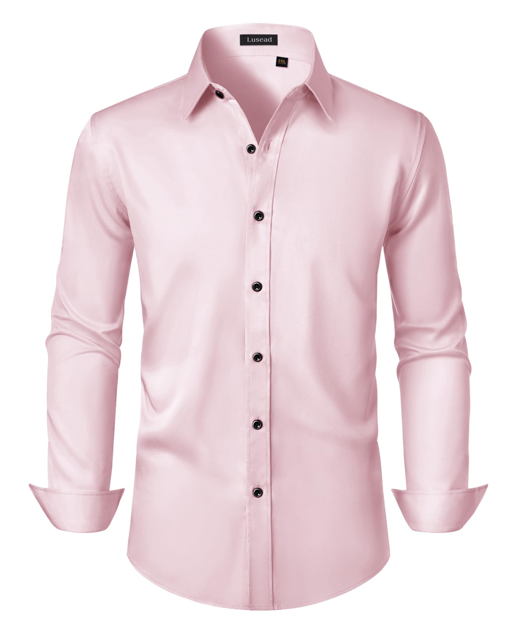 Men's Dress Shirts Long Sleeve Stretch Wrinkle Free Slim Fit Wedding Formal Button Down Shirt