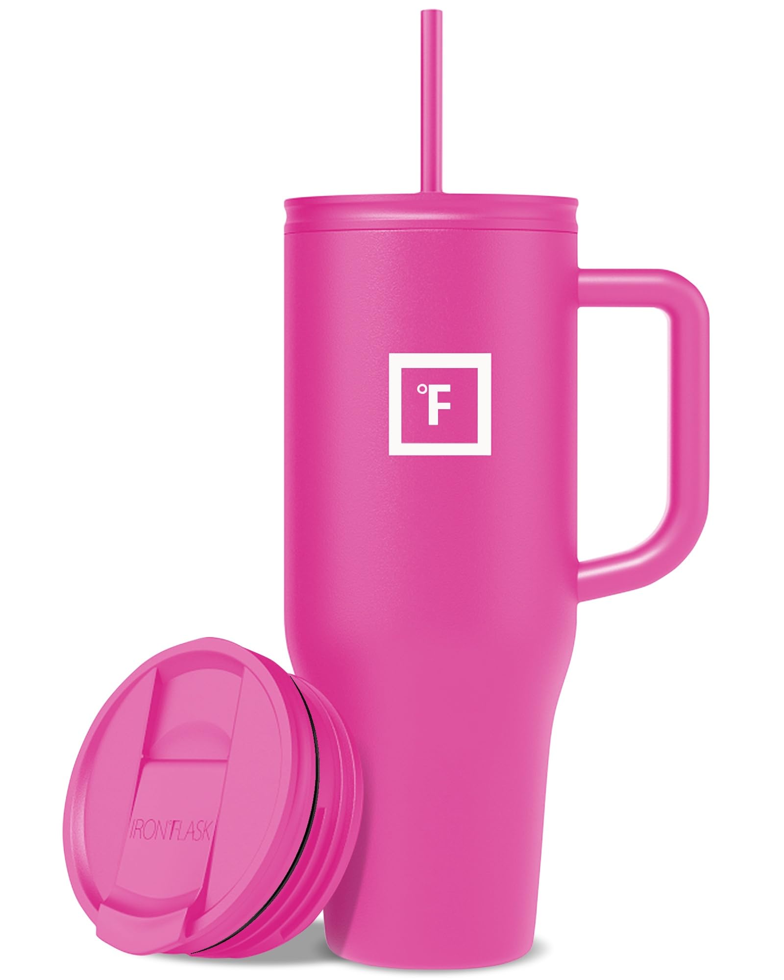 IRON °FLASK Co-Pilot Insulated Mug w/Straw & Flip Cap Lids - Cup Holder Bottle for Hot, Cold Drink - Leak-Proof - Water, Coffee Portable Travel Mug - Aurora, 40 Oz