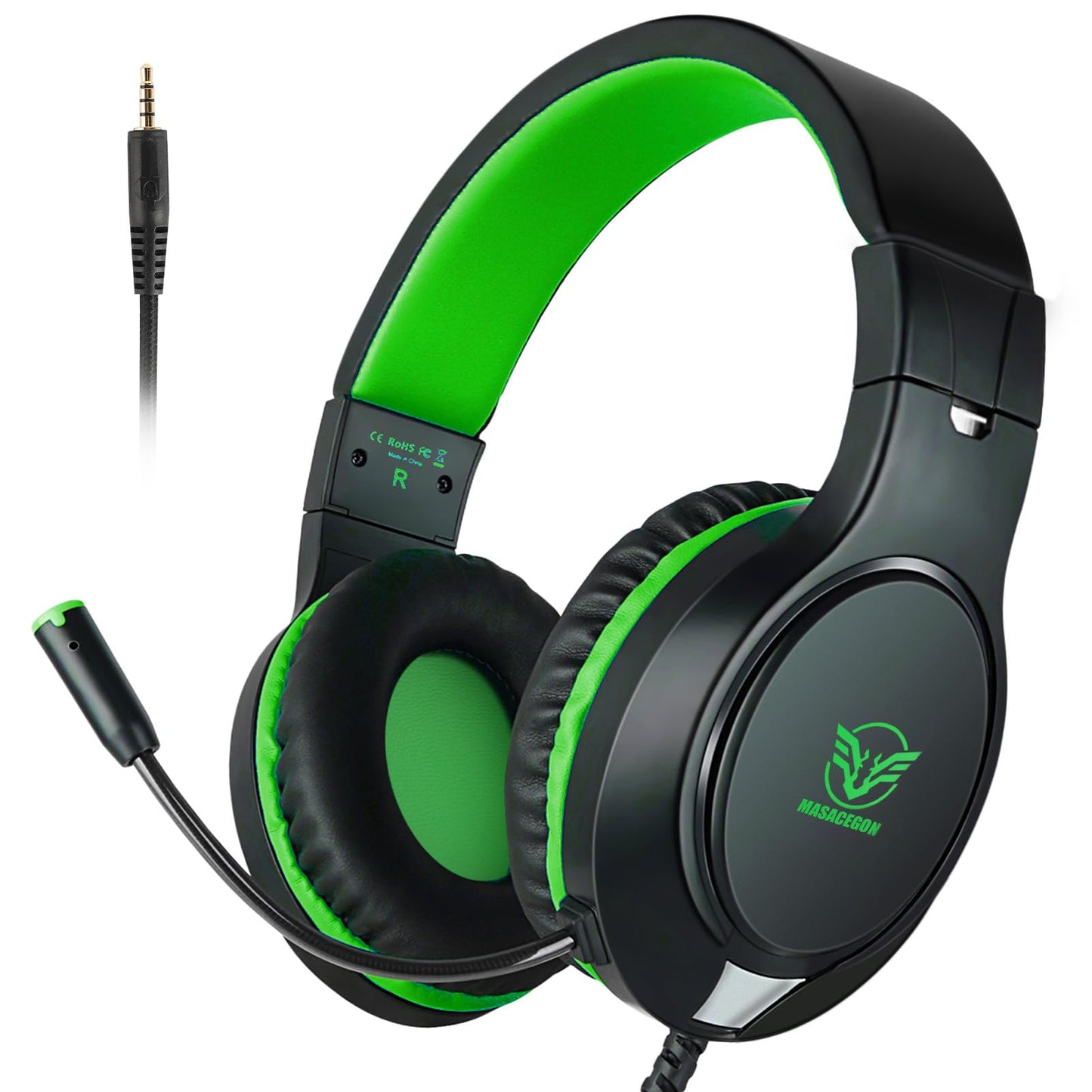 H-10 Gaming Headset for PS4, Xbox One, PC, PS5, Nintendo Switch, Stereo Wired Noise Cancelling Over Ear Headphones with Mic for Kids Adults, Bass Surround, Soft Memory Earmuffs, Pink