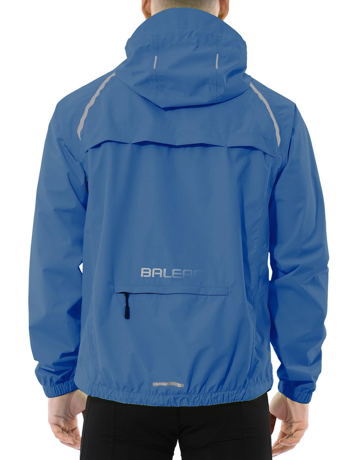 baleaf Men's Rain Jacket Waterproof Windbreaker Running Cycling Golf Hiking Gear Hood Lightweight Reflective Packable