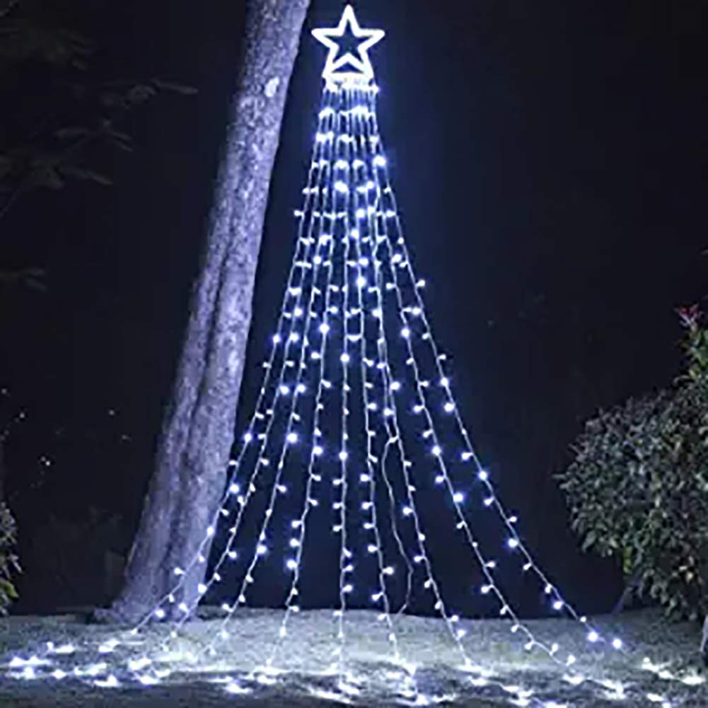 PUHONG Christmas Decoration Outdoor Star String Lights, 16.4Ft Christmas Tree Toppers Lights 320 LED 8 Modes with 12" Lighted Star for Halloween Christmas New Year Holiday Birthday (Multicolored)