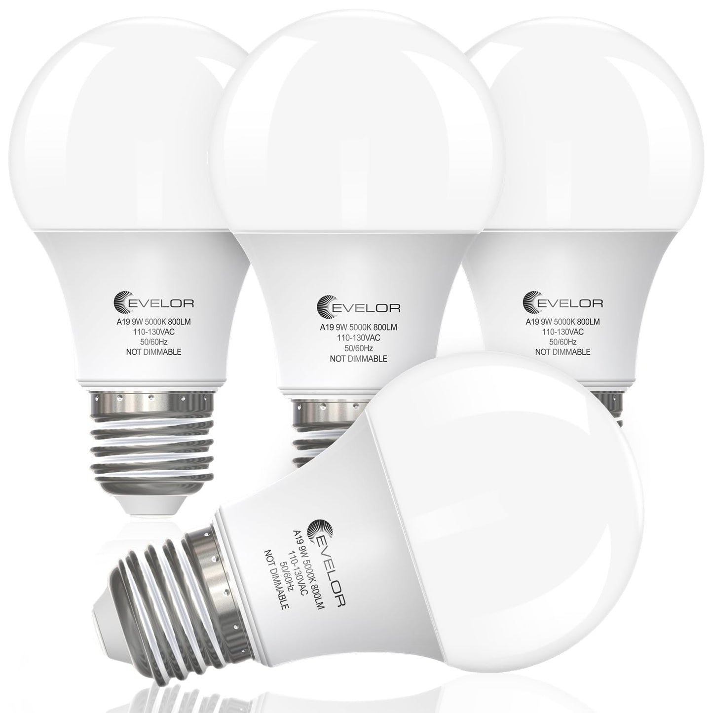 6-Pack A19 LED Light Bulbs,60 Watt Equivalent Daylight 5000K with E26 Base,Efficient 9W,800 Lumens Non-Dimmable LED Bulbs,15000 Hours, Ideal for Bedroom Living Room