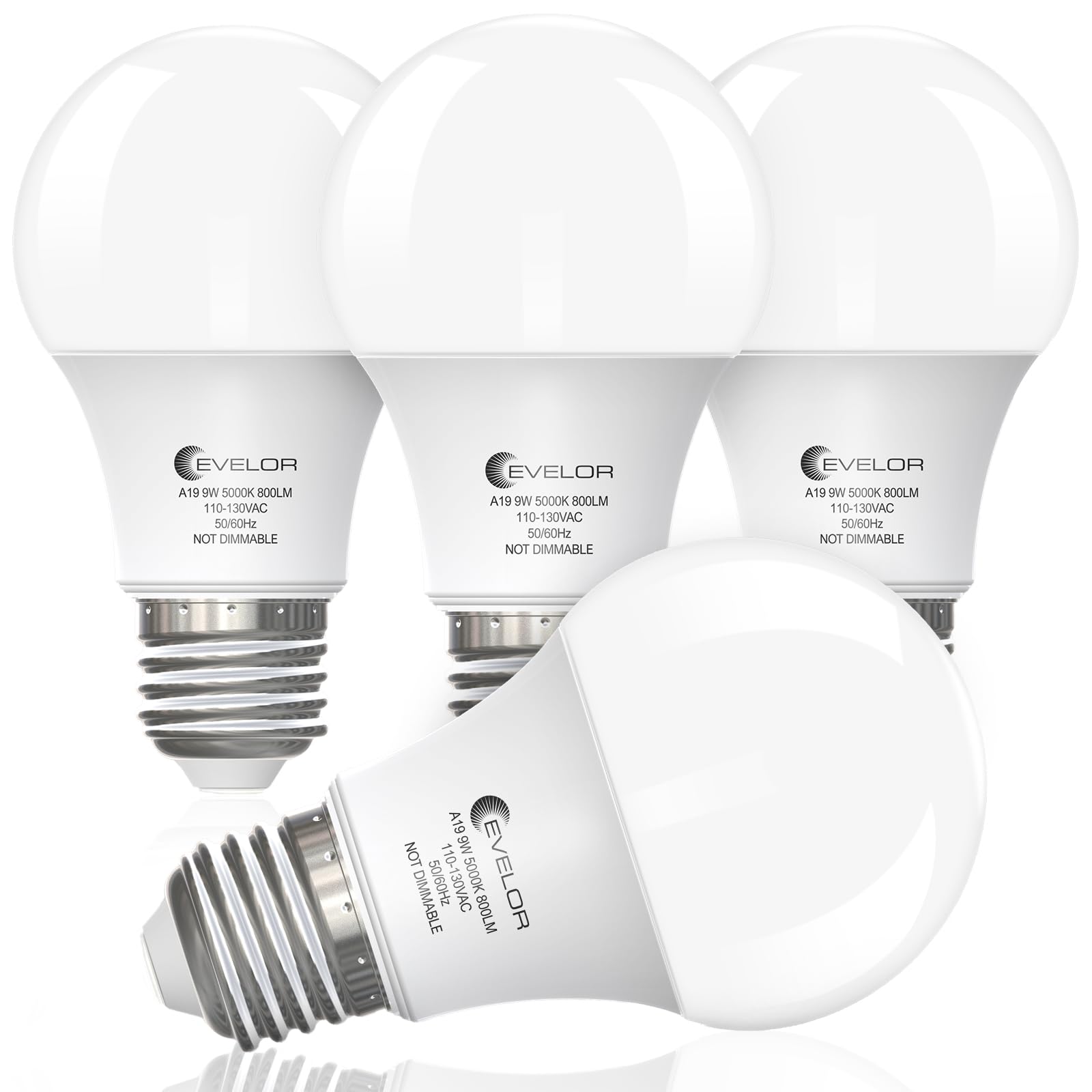 6-Pack A19 LED Light Bulbs,60 Watt Equivalent Daylight 5000K with E26 Base,Efficient 9W,800 Lumens Non-Dimmable LED Bulbs,15000 Hours, Ideal for Bedroom Living Room