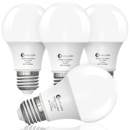 6-Pack A19 LED Light Bulbs,60 Watt Equivalent Daylight 5000K with E26 Base,Efficient 9W,800 Lumens Non-Dimmable LED Bulbs,15000 Hours, Ideal for Bedroom Living Room