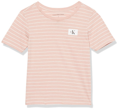 Calvin Klein Boys' Short Sleeve Stripe Crew Neck