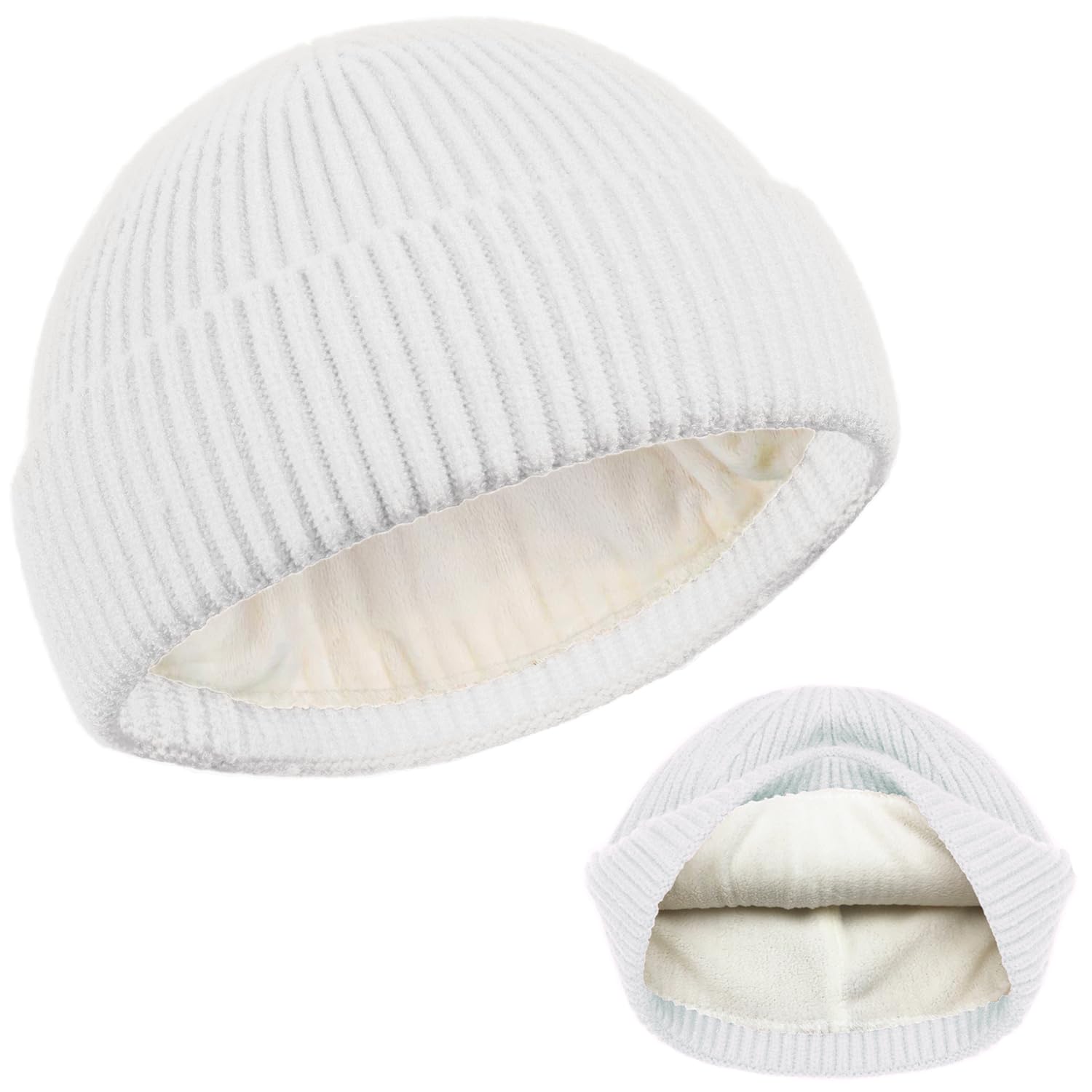 ROYBENS Swag Wool Knit Cuff Short Fisherman Beanie for Men Women, Winter Warm Hats