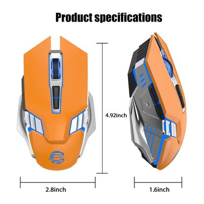 Bluetooth Gaming Mouse, RGB Rechargeable USB Wireless Mouse, Quiet Click, LED Backlit, Ergonomic, with Side Button, 6 Button, DPI Adjustable, Computer Mice for Laptop PC MacBook Chromebook - Grey