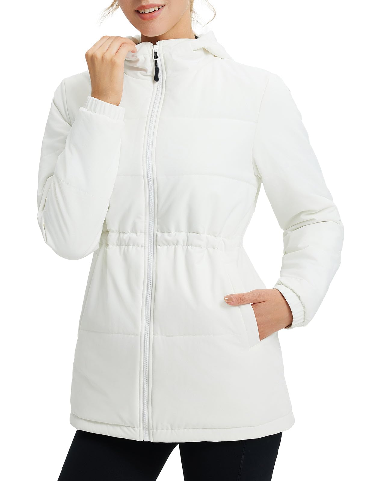 baleaf Women's Wnter Coat Long Puffer Jacket Quilted Jackets with Hood Warm Running Insulated Hiking Snow